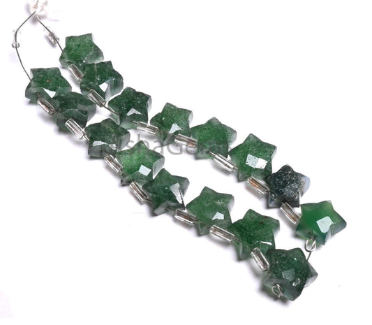 Fine Quality Strawberry Quartz Fancy Star Shape Carved Gemstone Beads,10 mm Natural Green Strawberry Faceted Star Carving Bead Jewelry Craft(AG 18863)