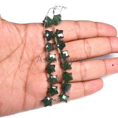 Fine Quality Strawberry Quartz Fancy Star Shape Carved Gemstone Beads,10 mm Natural Green Strawberry Faceted Star Carving Bead Jewelry Craft(AG 18863)
