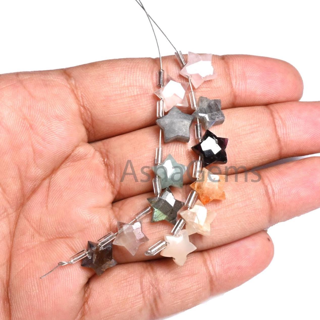 10 mm Mix Color Stone Disco fancy carved Star Shape Faceted Beads, Multi Gemstone Carving Briolette Star Beads For Jewelry Making Craft SALE (AG 18864)