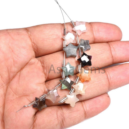 10 mm Mix Color Stone Disco fancy carved Star Shape Faceted Beads, Multi Gemstone Carving Briolette Star Beads For Jewelry Making Craft SALE (AG 18864)