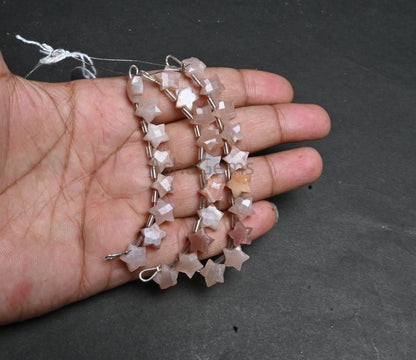 Natural Peach Moonstone Faceted carving Star gemstone beads,10 mm Shaded Peach Chocolate Moonstone Carved star Fancy Moonstone Beads Jewelry ( AG 18866)