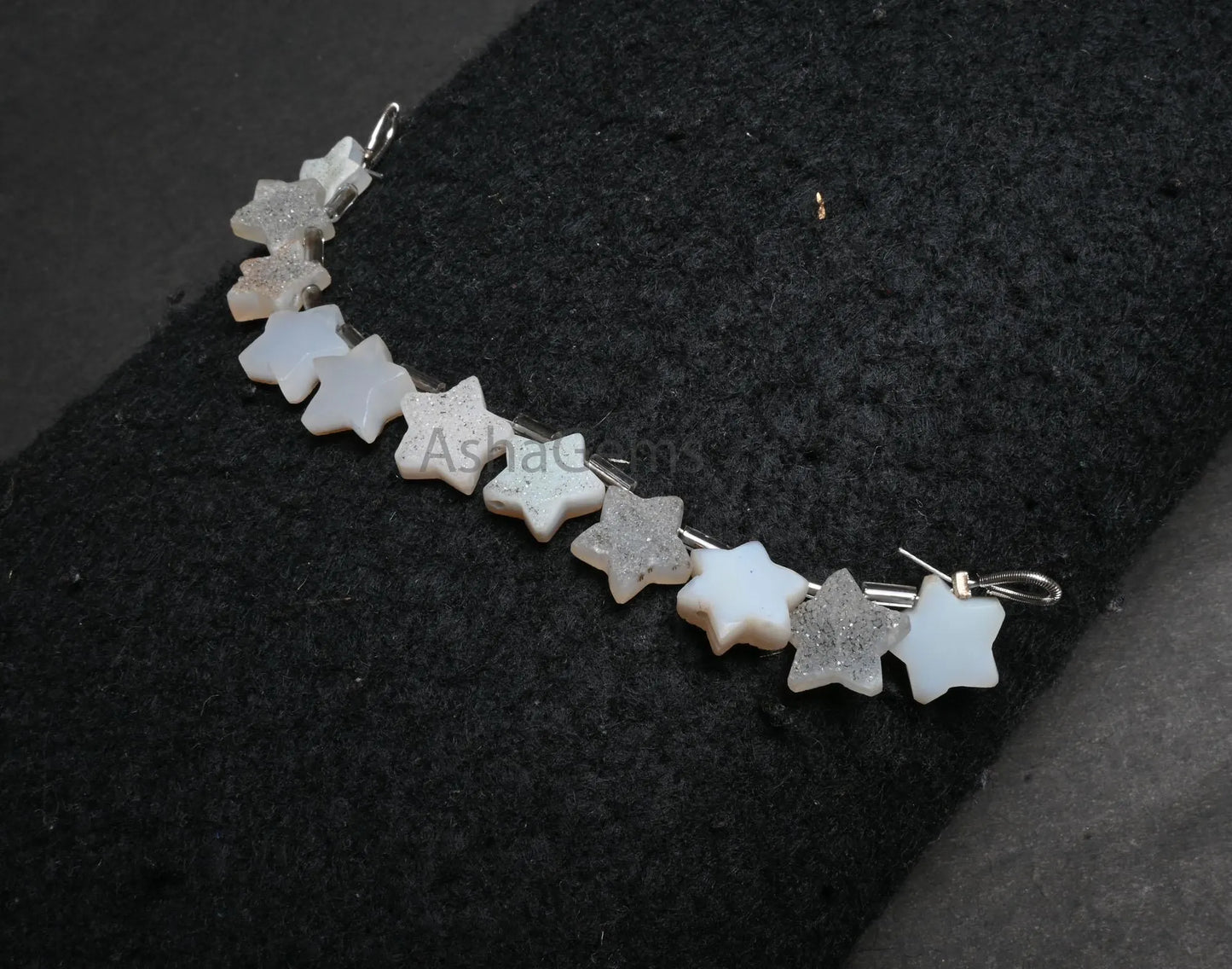 Beautiful White Agate Drusy fancy Star Shape Carving handmade Beads, Natural Druzy Carved Star Side Drill Drusy Star Bead Jewelry Craft SALE (AG 18867)