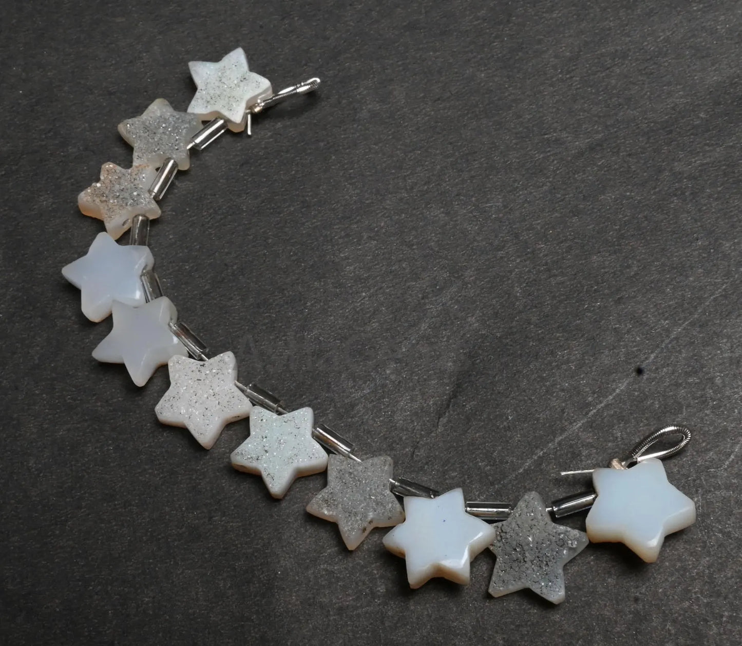 Beautiful White Agate Drusy fancy Star Shape Carving handmade Beads, Natural Druzy Carved Star Side Drill Drusy Star Bead Jewelry Craft SALE (AG 18867)