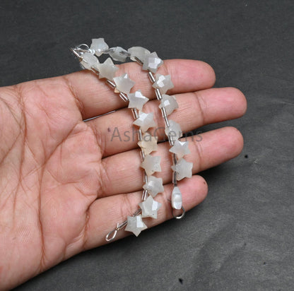 10mm Beautiful Milky moonstone fancy star shape Carving beads, Natural white Moonstone Carved star faceted Briolette bead Jewelry Craft SALE (AG 18868)