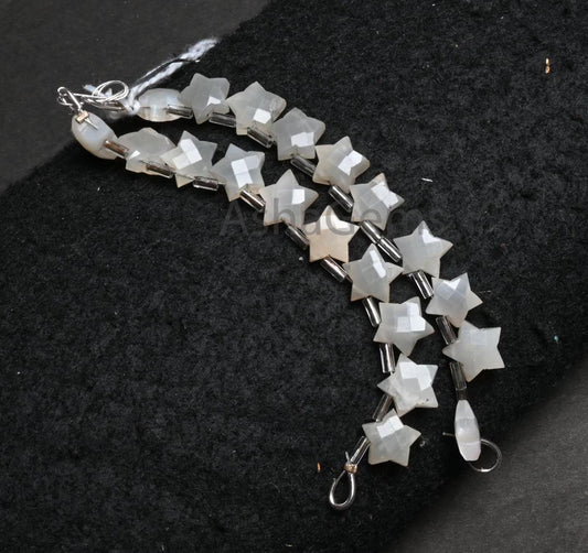 10mm Beautiful Milky moonstone fancy star shape Carving beads, Natural white Moonstone Carved star faceted Briolette bead Jewelry Craft SALE (AG 18868)