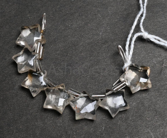 Natural Crystal quartz Moonstone Carving Star Shape Gemstone Beads, White Crystal quartz Fancy Star faceted+ smooth Carve Handmade Bead SALE AG 18869)