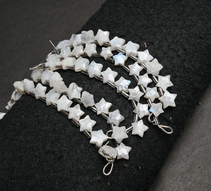Natural Rainbow Moonstone Carved Star Shape Gemstone Beads, Flashy White Rainbow Faceted Fancy Star Carving Moonston Bead Jewelry Craft SALE (AG 18873)