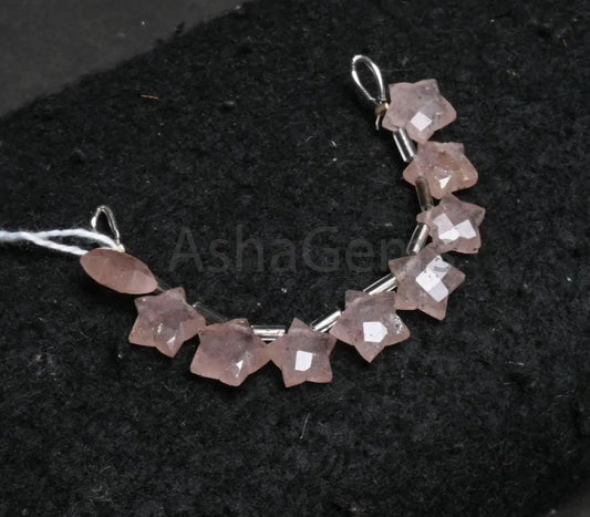 Beautiful Pink Strawberry Quartz Fancy Star Shape Carving Beads,10 mm Fine Natural Pink Strawberry Faceted Star Carved Beads Jewelry makings (AG 18876)