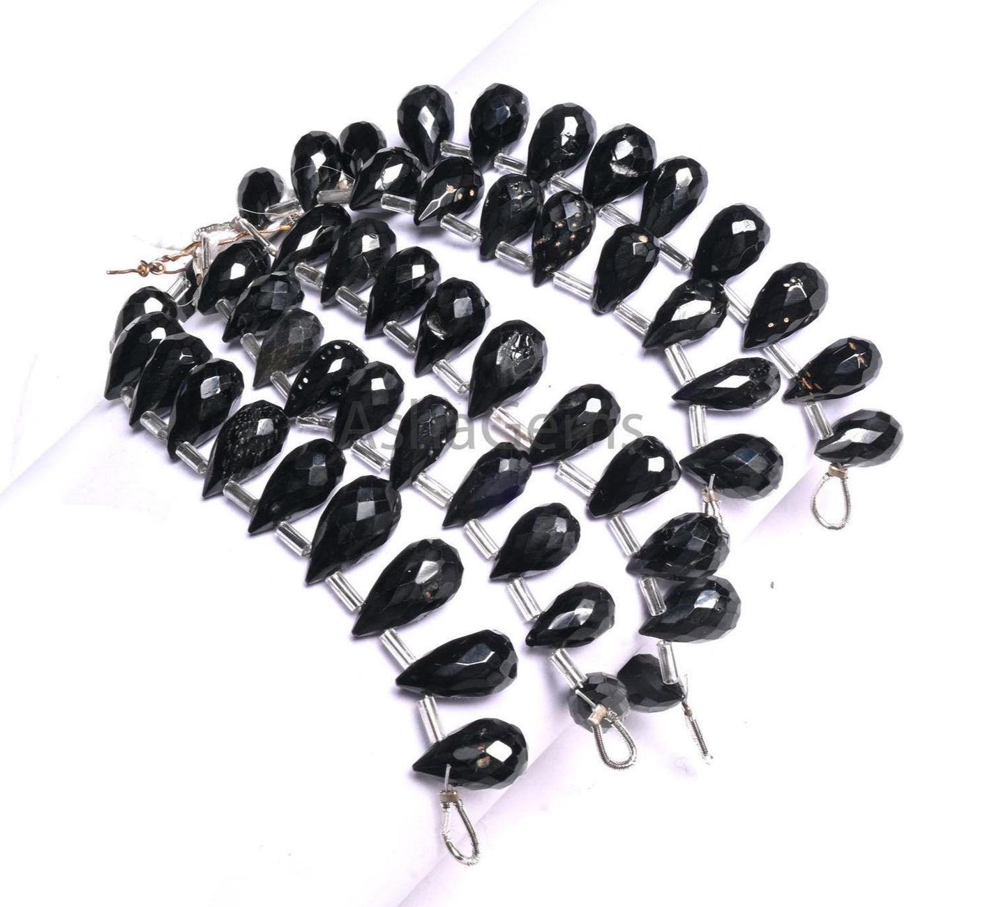 Beautiful Black Spinel Faceted Drop Shape Gemstone Beads, Natural Spinal Teardrop Briolette side Drill machine cut Black Spinel Bead Jewelry(AG 18877)