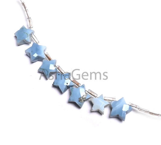 Blue Oregon opal Carving Star Shape faceted Beads,8.5-10.5 mm Pigeon blue Opal Carved Fancy Side Drill Star gemstone Blue Opal Beads Jewelry(AG 18879)