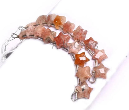 Red Sunstone Fancy carved Star shape Gemstone Beads, Natural sunstone beads, Red sunstone carving star Side Drill Beads jewelry making craft(AG 18884)