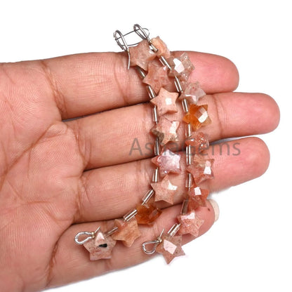 Red Sunstone Fancy carved Star shape Gemstone Beads, Natural sunstone beads, Red sunstone carving star Side Drill Beads jewelry making craft(AG 18884)