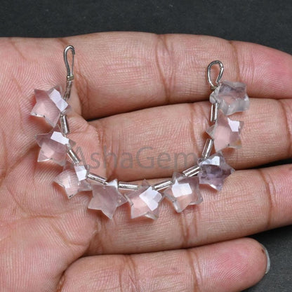 Natural Rose quartz Fancy Star Shape Carving handmade Beads,9-10.5 mm Light Pink Quartz Star Carved Gemstone Beads Jewelry Making Craft SALE (AG 18885)
