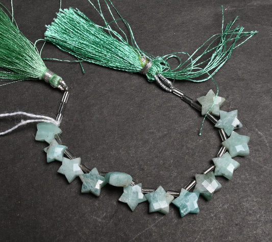 Natural Blue Amazonite Fancy Carving Star Shape Gemstone Beads,9-10 mm Amazonite Carved Star  Faceted Handmade amazonite Beads Jewelry Craft  (AG 18887)