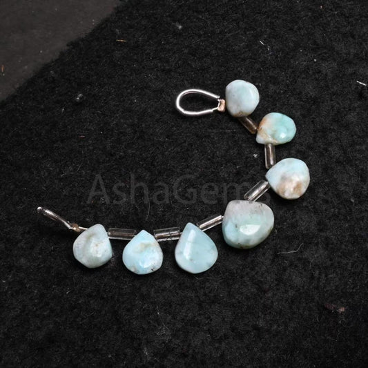 Beautiful Blue larimar Smooth Heart Shape Handmade Beads,7-10 mm Natural larimar Plain Heart Side Drill Larimar Gemstone Beads Jewelry Craft (AG 18891)