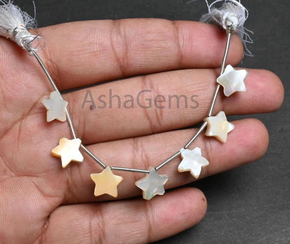 Natural Mother Of Pearl Carving Star Shape beads, white Mother Of Pearl Fancy Carved Gemstone Carve star MOP Shell Pearl Beads jewelry Craft (AG 18892)