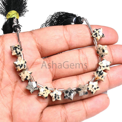 Natural Dalmatian Jasper Fancy Star Shape Carving Beads,10 mm Dalmatian Stone Faceted Star Briolette Curve Gemstone Jasper Bead Jewelry SALE (AG 18896)