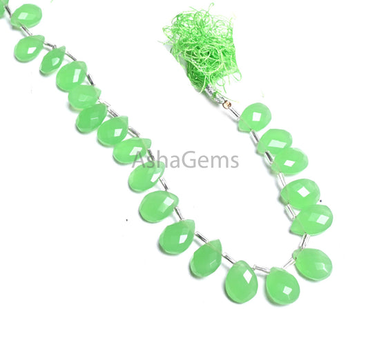 AAA Green Quartz Hydro faceted Pears Shape Beads,9" Fine Chryso Green Chalcedony Color Hydro Teardrop Briolette Side Drill Bead Jewelry SALE (AG 18899)