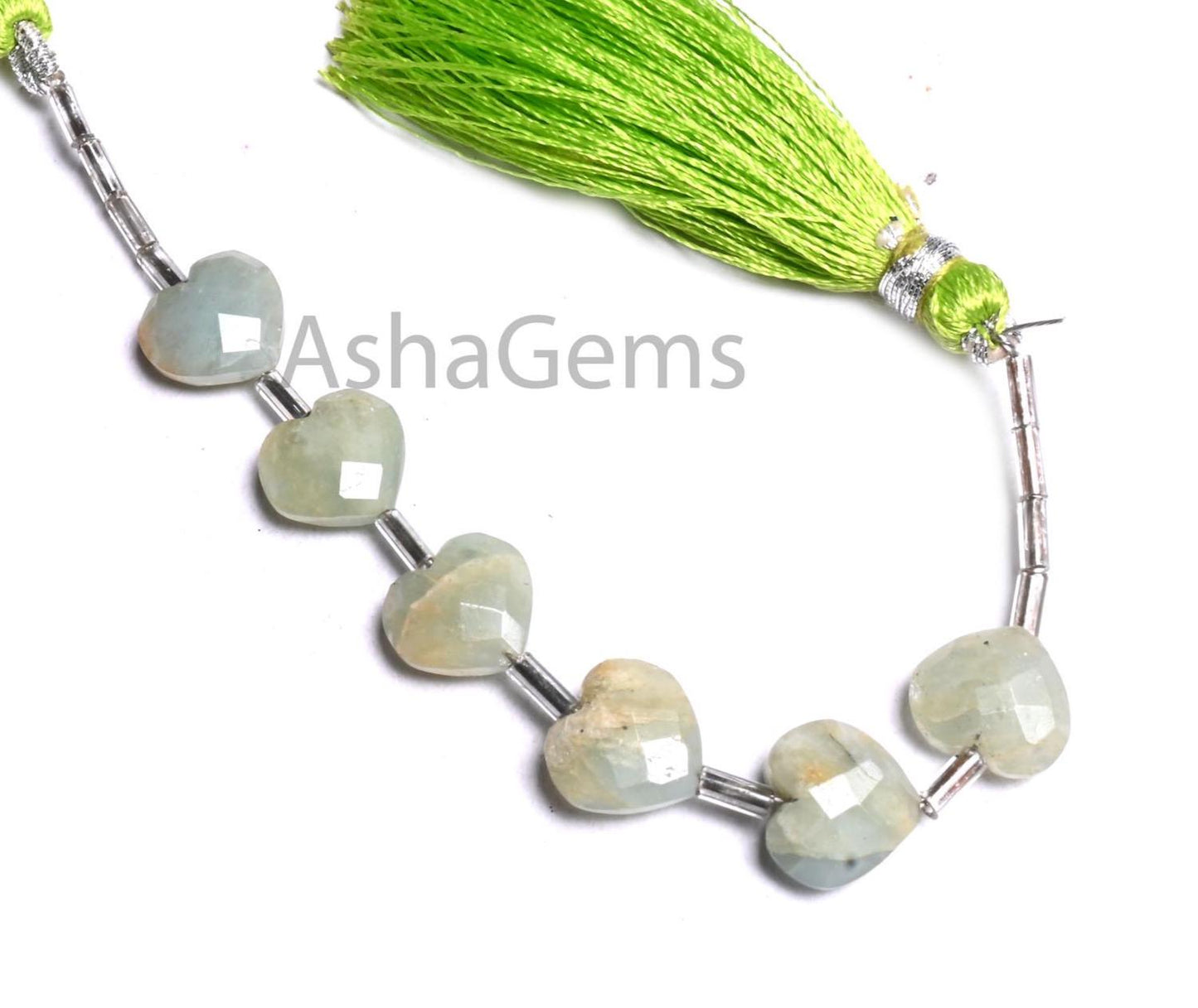 10mm Natural Aquamarine Beryl Faceted Heart Shape Gemstone Beads Raw Aquamarine Fancy Heart Briolette Straight Drill Bead Jewelry Craft SALE (AG 18902)