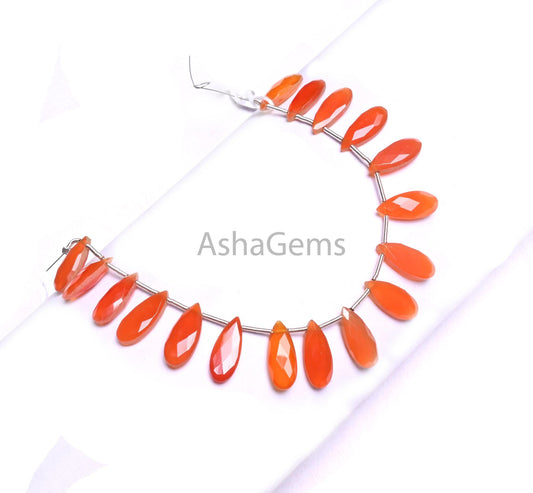Beautiful Carnelian Fancy Long Pears Shape Faceted Beads,6-15mm AAA Shaded Cornelian Pencil Teardrop Briolette Gemstone Beads Jewelry Making (AG 18912)