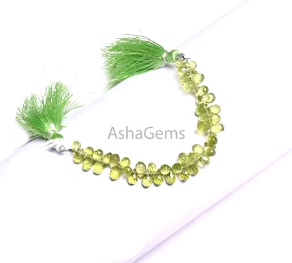 Fine Quality Peridot Faceted Drops Tiny Beads,4-6.5mm Natural Green Peridot Teardrop Briolette Side Drill Peridot Gemstone Bead Jewelry SALE (AG 18914)