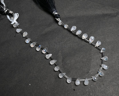 Flashy Rainbow Moonstone Faceted Drops Gemstone Beads, Natural Blue Fire White Rainbow Teardrop Briolett Rainbow Moonstone Bead Jewelry SALE (AG 18923)