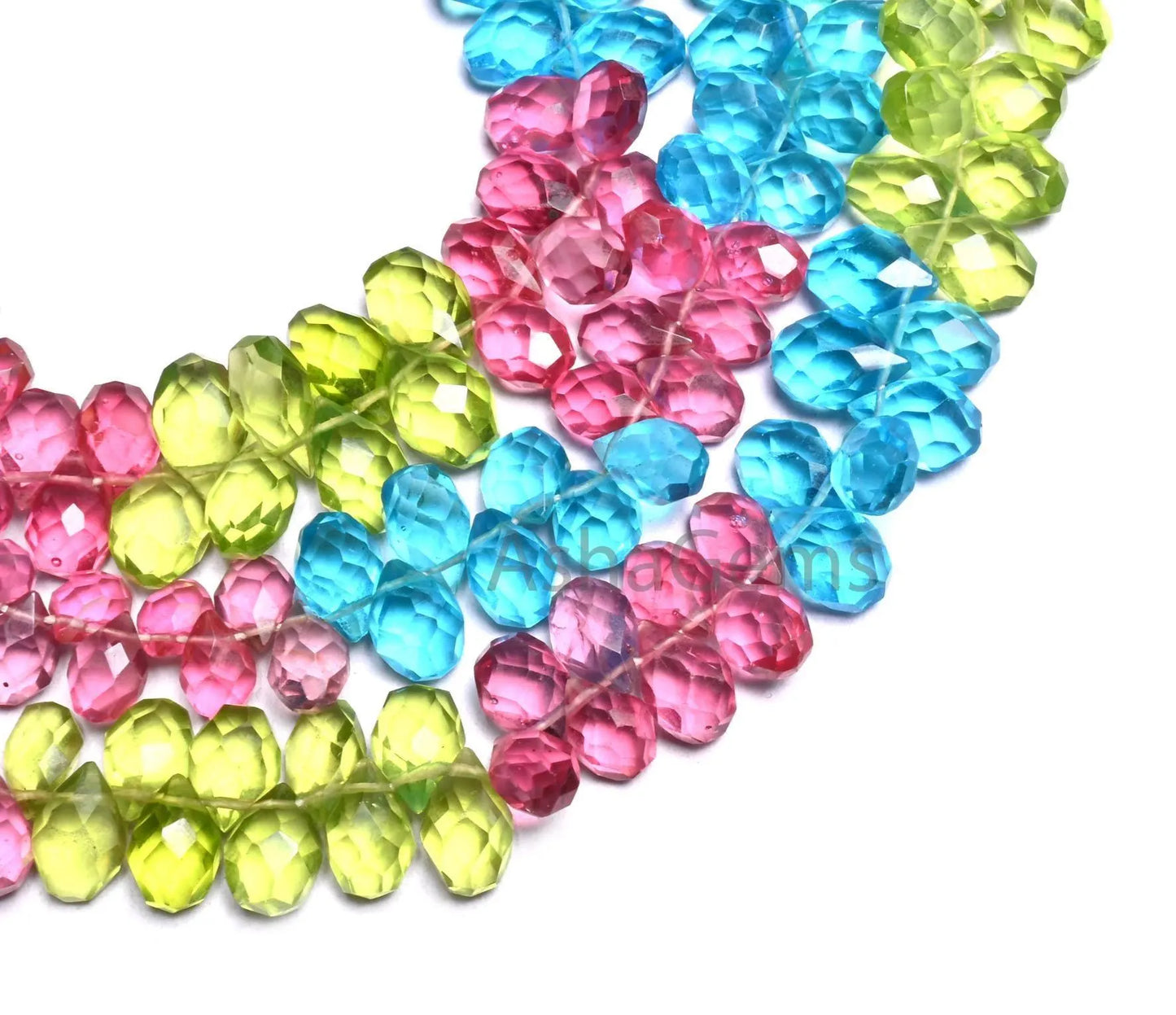 Beautiful Multi Color Quartz Hydro Pears Shape faceted Beads,8"AAA Quality Multi Shaded Colorful Stone Briolette Teardrop Bead Jewelry Craft (AG 18924)