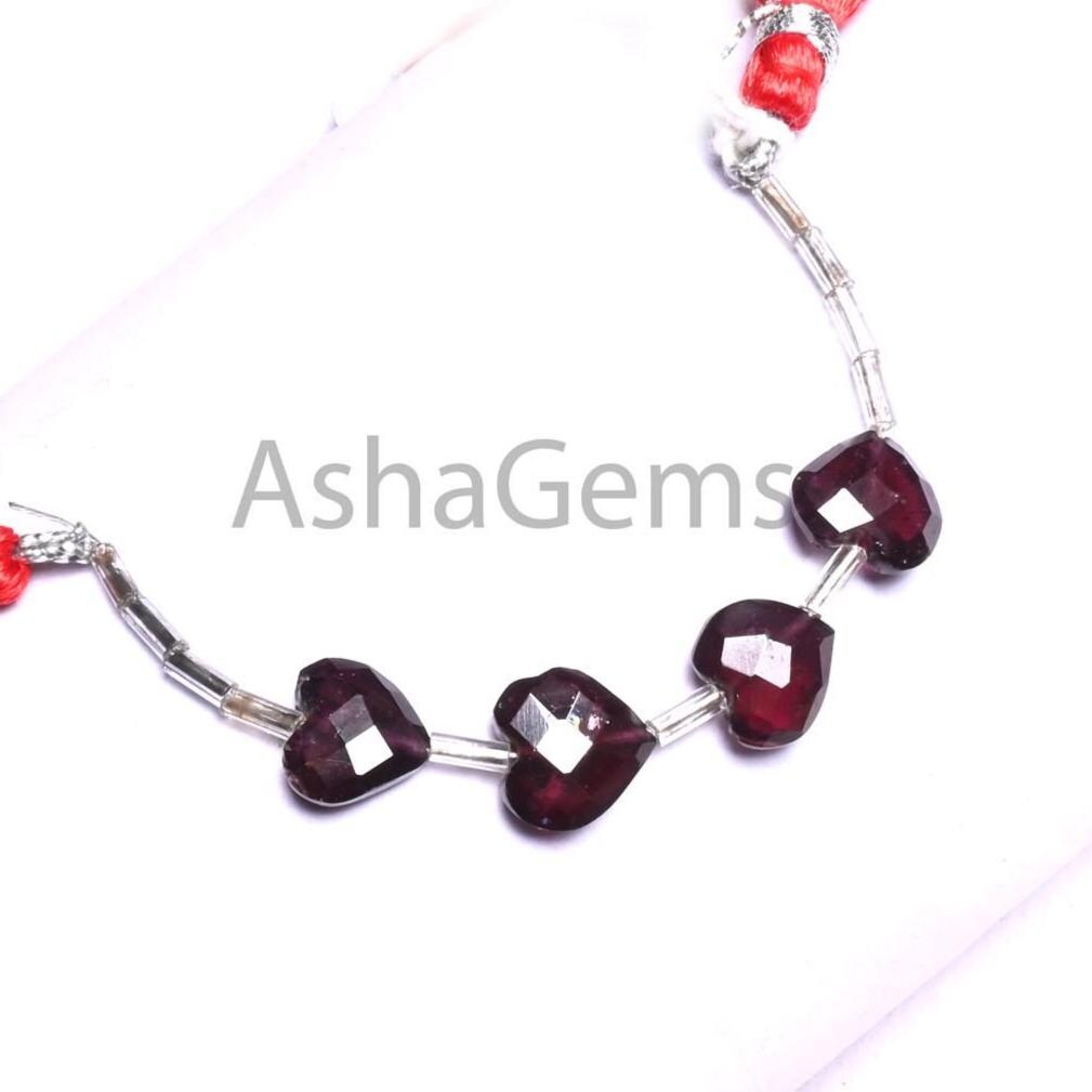 Beautiful Red Garnet Fancy Heart Shape Carving Gemstone Beads,9mm Natural Garnet Faceted Heart Carved Briolette T Drill Garnet Beads Jewelry (AG 18925)