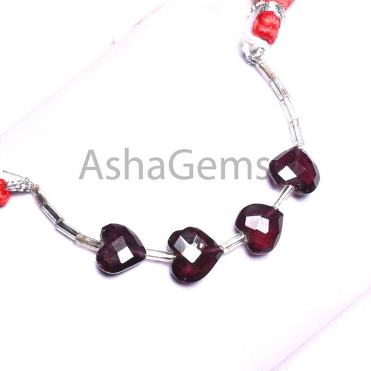 Beautiful Red Garnet Fancy Heart Shape Carving Gemstone Beads,9mm Natural Garnet Faceted Heart Carved Briolette T Drill Garnet Beads Jewelry (AG 18925)