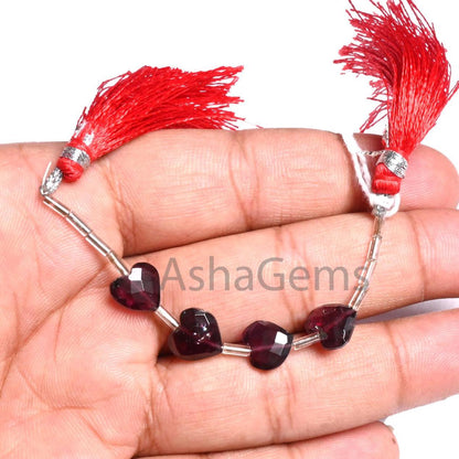 Beautiful Red Garnet Fancy Heart Shape Carving Gemstone Beads,9mm Natural Garnet Faceted Heart Carved Briolette T Drill Garnet Beads Jewelry (AG 18925)