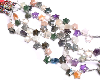 10-11mm Beautiful Multi Disco fancy carved Star Shape Gemstone Beads, Mix Color Stone Carving Star Faceted Briolette Bead Jewelry Craft SALE (AG 18926)
