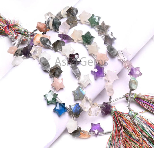 10-11mm Beautiful Multi Disco fancy carved Star Shape Gemstone Beads, Mix Color Stone Carving Star Faceted Briolette Bead Jewelry Craft SALE (AG 18926)