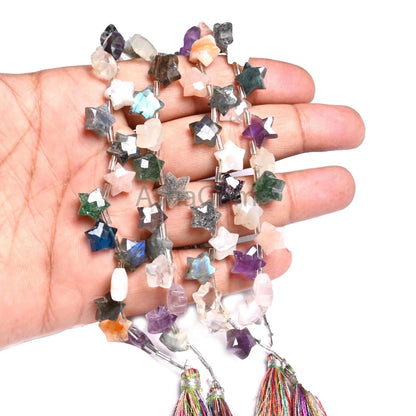 10-11mm Beautiful Multi Disco fancy carved Star Shape Gemstone Beads, Mix Color Stone Carving Star Faceted Briolette Bead Jewelry Craft SALE (AG 18926)