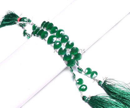 AAA Quality Green Quartz Hydro Faceted Pear Beads,8.5x11-10x14 mm Green Onyx Color Hydro Teardrop Briolette Side Drill Beads Jewelry Makings (AG 18929)