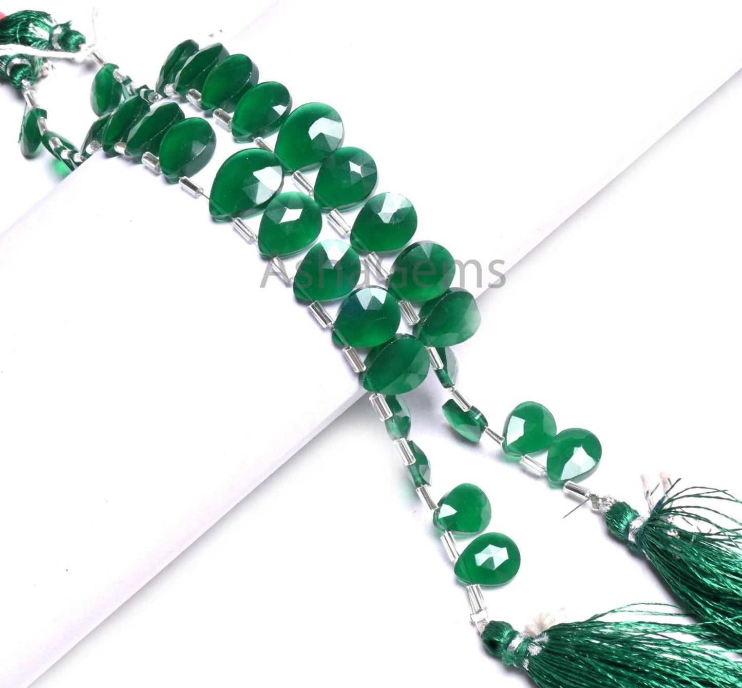 AAA Quality Green Quartz Hydro Faceted Pear Beads,8.5x11-10x14 mm Green Onyx Color Hydro Teardrop Briolette Side Drill Beads Jewelry Makings (AG 18929)