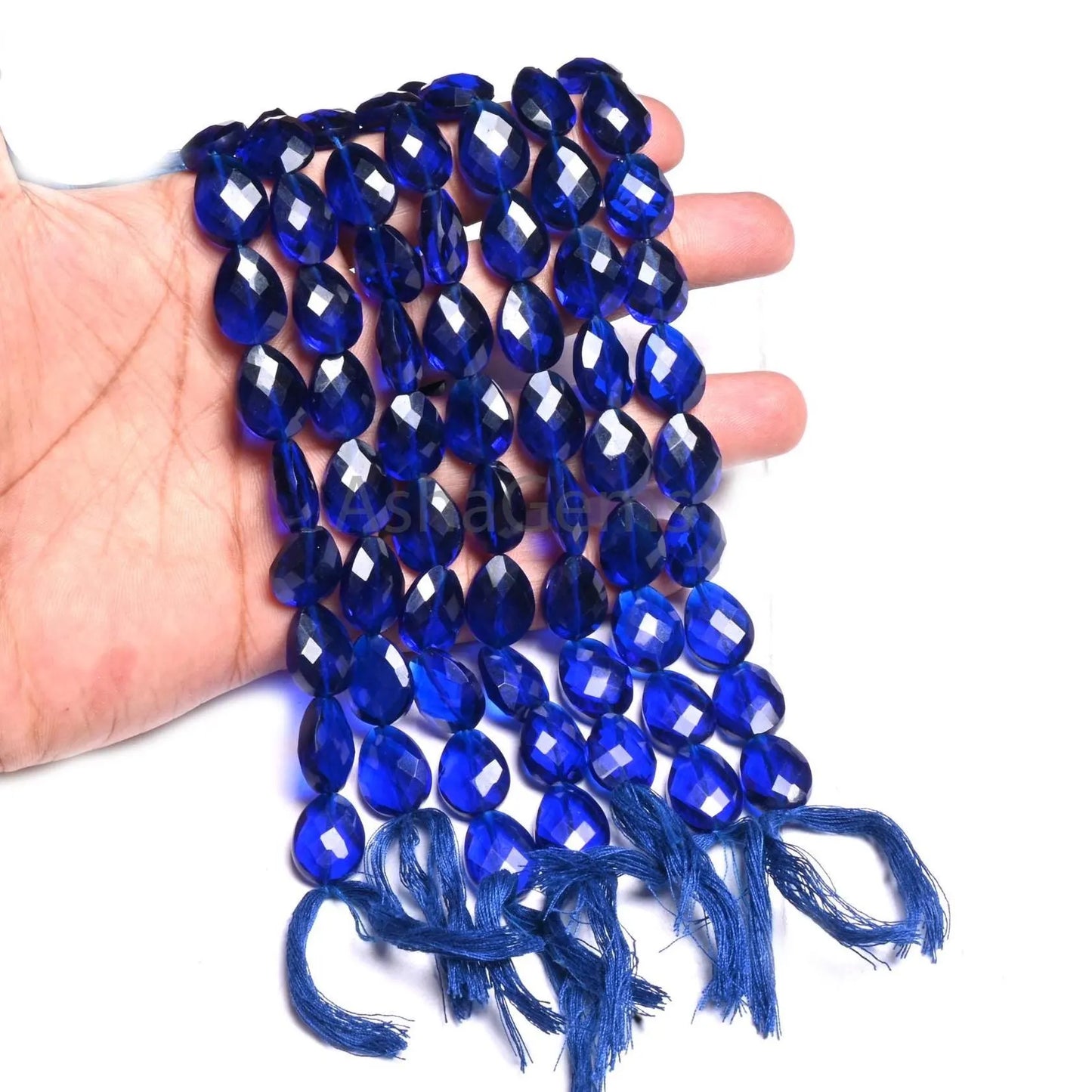 AAA Cobalt Blue Quartz Hydro Faceted Pears T Drill Beads,12-16mm Sapphire Blue Color Hydro Checker Cut Teardrop Briolette bead Jewelry Craft