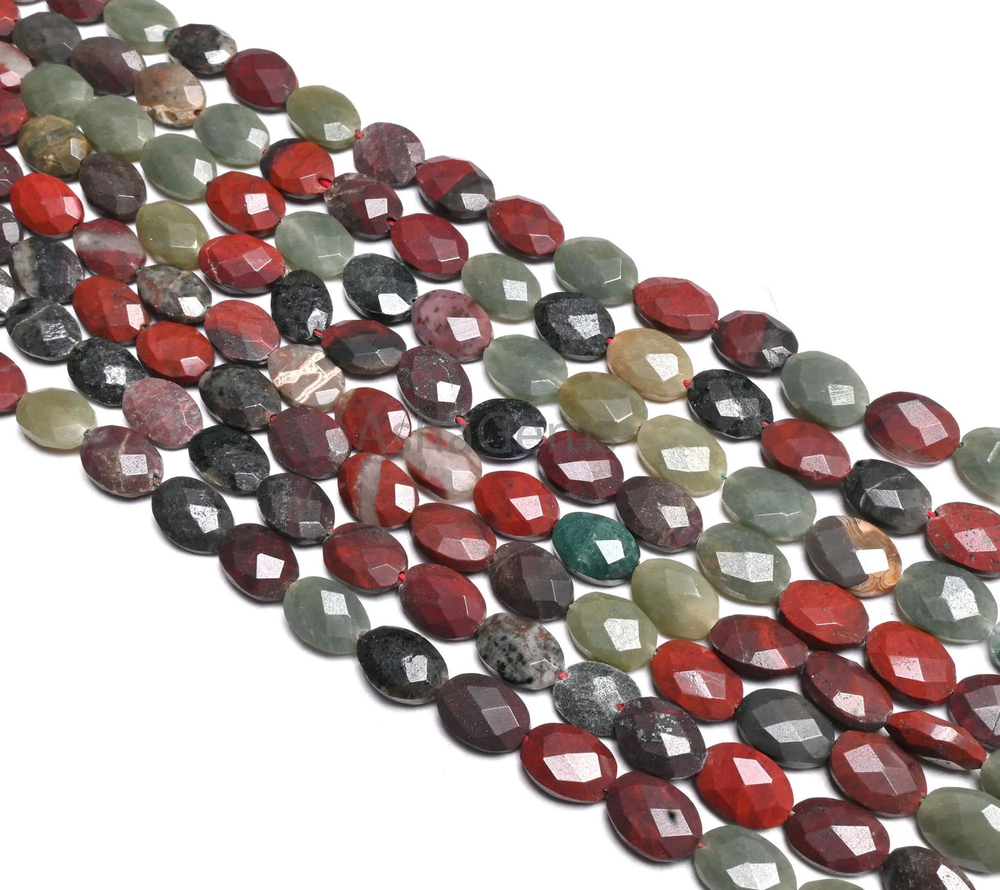Beautiful Multi Color Stone fancy Oval Shape Faceted Beads,12" Shaded Mix Green Red Brown Disco Gemstone Oval Briolette T Drill Bead Jewelry (AG 18934)