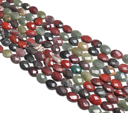 Beautiful Multi Color Stone fancy Oval Shape Faceted Beads,12" Shaded Mix Green Red Brown Disco Gemstone Oval Briolette T Drill Bead Jewelry (AG 18934)