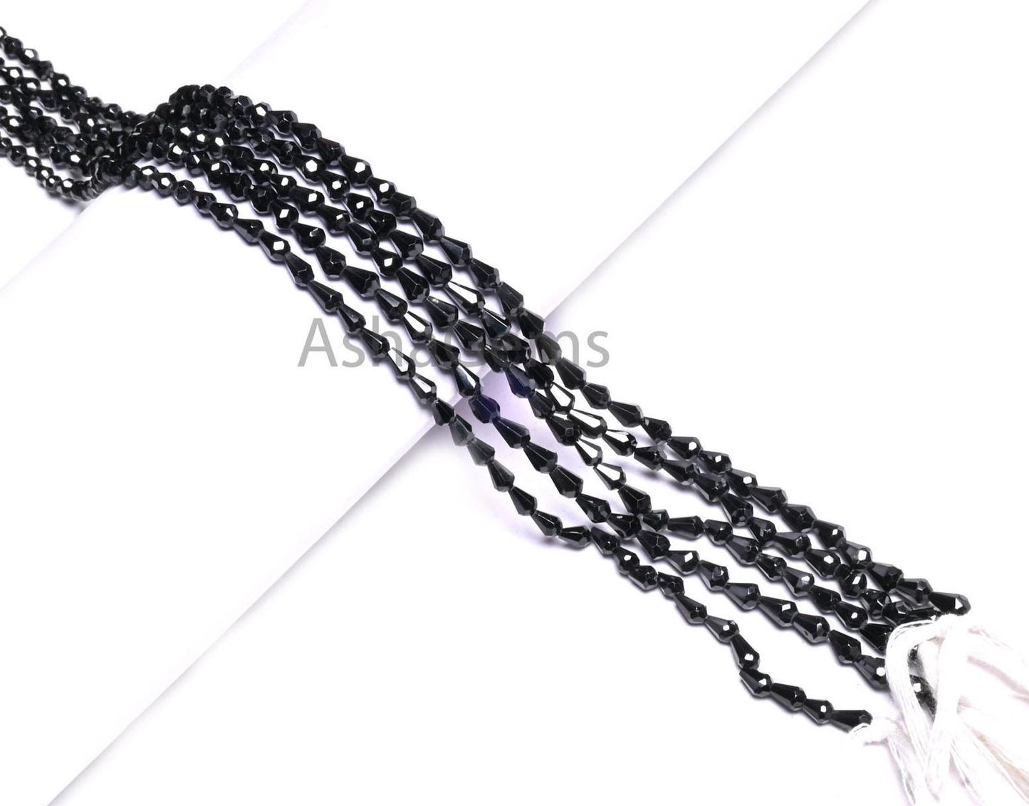 AAA Quality Black Spinel Tiny Drops Shape Gemstone Loose Beads,13" Natural Coal Black Spinel Faceted Teardrop Briolette Spinal Beads Jewelry (AG 18938)