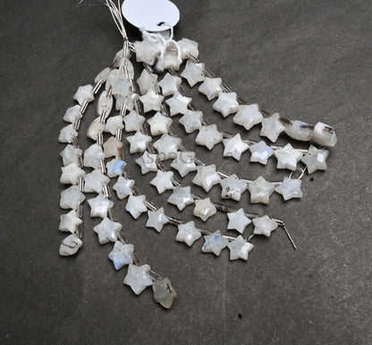 Rainbow Moonstone Carved Star Shape Beads, Natural Blue Fire Rainbow Carving Side Drill faceted Moonstone fancy Carve Briolette Bead Jewelry (AG AG 18860)