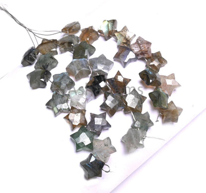 Natural Labradorite Faceted Star Briolette Carve Beads, Black Rainbow Fancy Star Shape Carved Beads, Labradorite Carving Beads Jewelry Craft (AG 18861)
