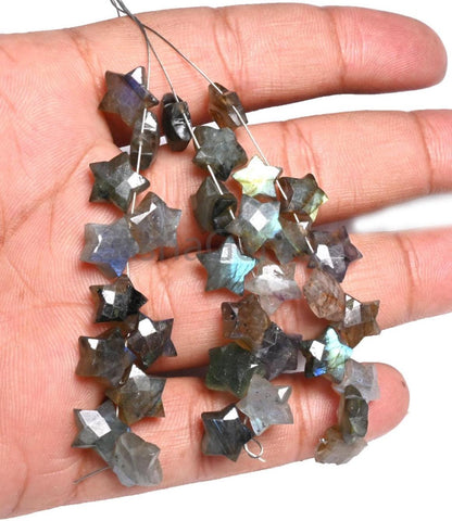 Natural Labradorite Faceted Star Briolette Carve Beads, Black Rainbow Fancy Star Shape Carved Beads, Labradorite Carving Beads Jewelry Craft (AG 18861)