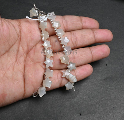 Natural white moonstone fancy star shape carved Gemstone beads,10 mm Moonstone carving star faceted Briolette Moonstone beads Jewelry Crafts(AG 18865)