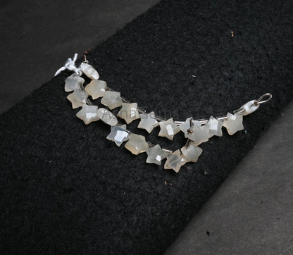Natural white moonstone fancy star shape carved Gemstone beads,10 mm Moonstone carving star faceted Briolette Moonstone beads Jewelry Crafts(AG 18865)