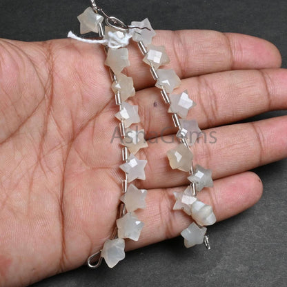 Natural white moonstone fancy star shape carved Gemstone beads,10 mm Moonstone carving star faceted Briolette Moonstone beads Jewelry Crafts(AG 18865)