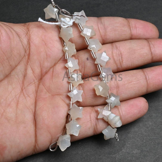 Natural white moonstone fancy star shape carved Gemstone beads,10 mm Moonstone carving star faceted Briolette Moonstone beads Jewelry Crafts(AG 18865)