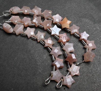 Natural Peach Moonstone Faceted carving Star gemstone beads,10 mm Shaded Peach Chocolate Moonstone Carved star Fancy Moonstone Beads Jewelry ( AG 18866)