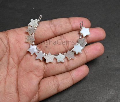 Beautiful White Agate Drusy fancy Star Shape Carving handmade Beads, Natural Druzy Carved Star Side Drill Drusy Star Bead Jewelry Craft SALE (AG 18867)