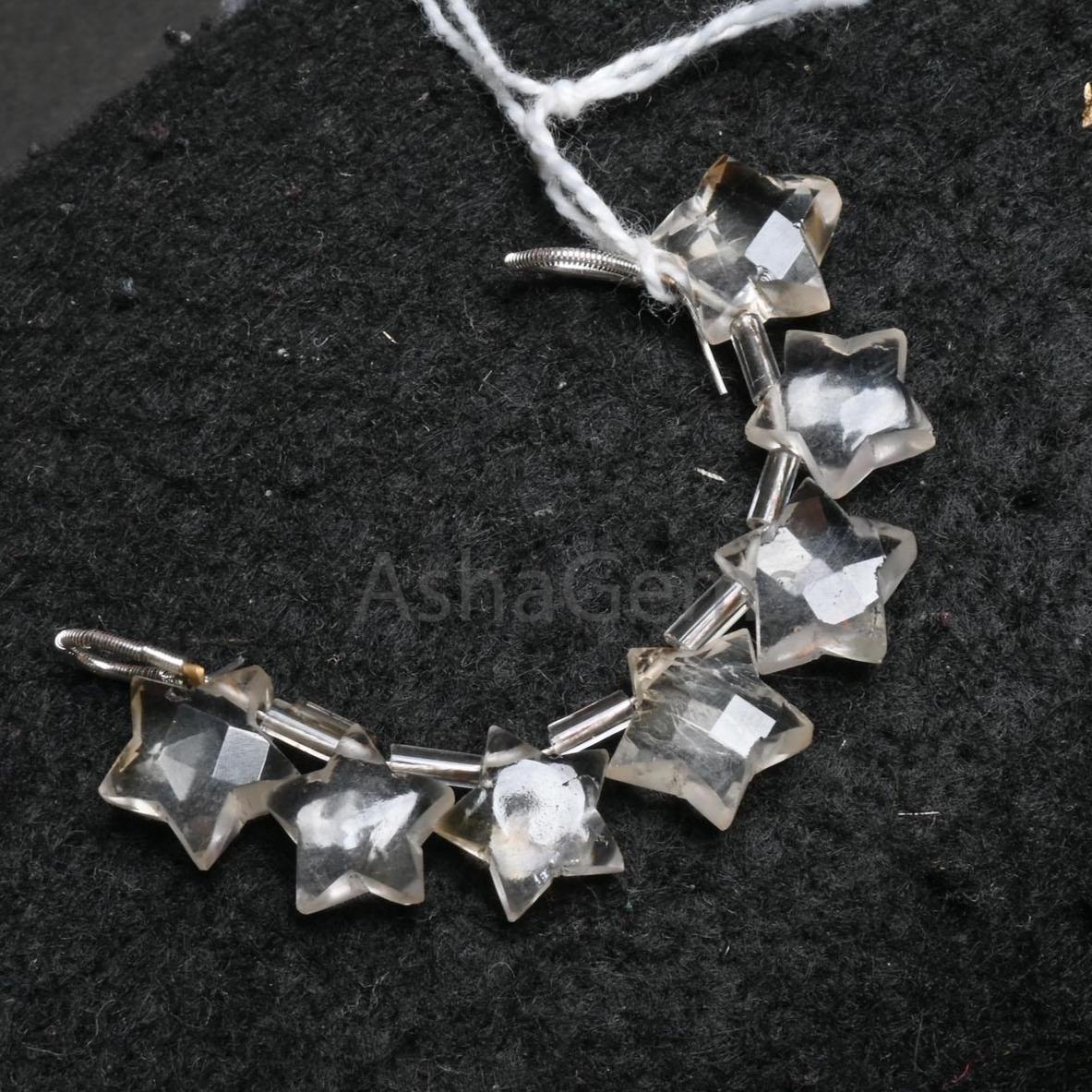 Natural Crystal quartz Moonstone Carving Star Shape Gemstone Beads, White Crystal quartz Fancy Star faceted+ smooth Carve Handmade Bead SALE AG 18869)