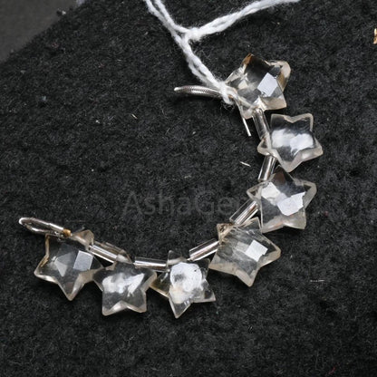 Natural Crystal quartz Moonstone Carving Star Shape Gemstone Beads, White Crystal quartz Fancy Star faceted+ smooth Carve Handmade Bead SALE AG 18869)